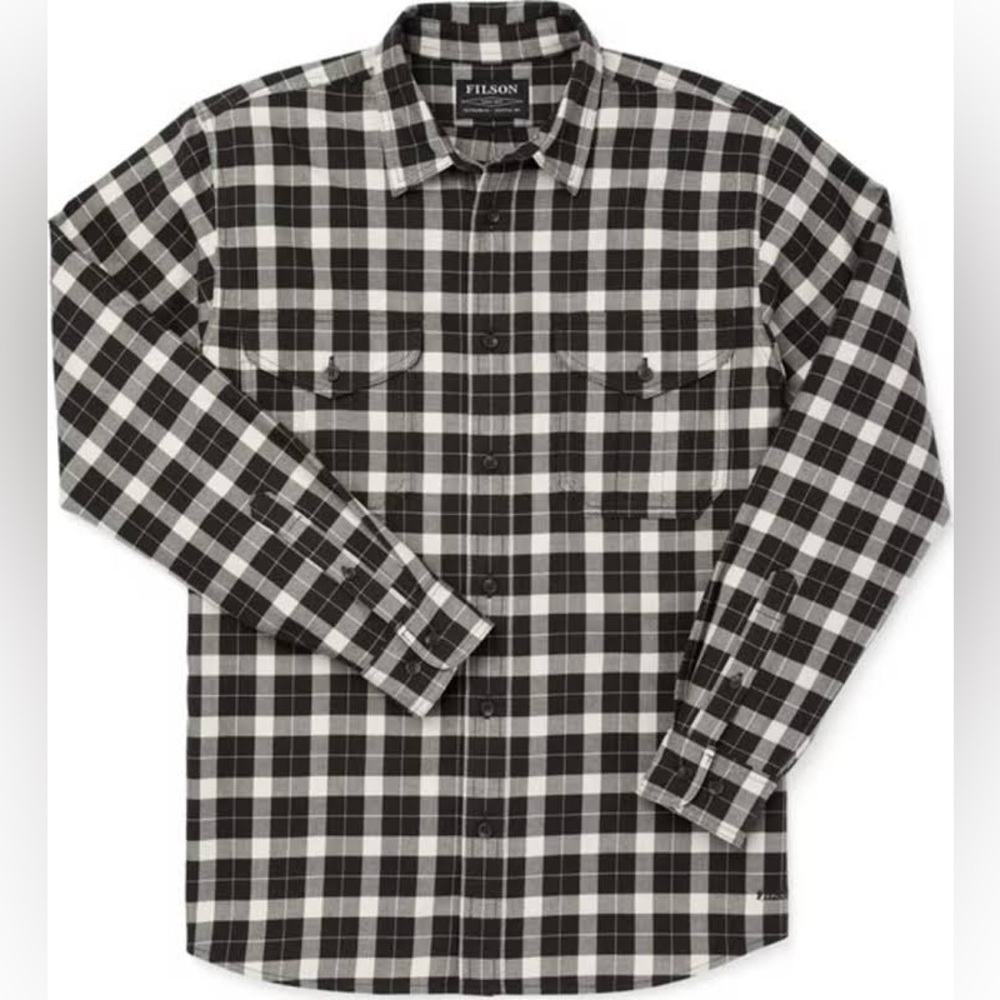 Filson’s Men’s L Black and White Lightweight Alaskan Guide Shirt